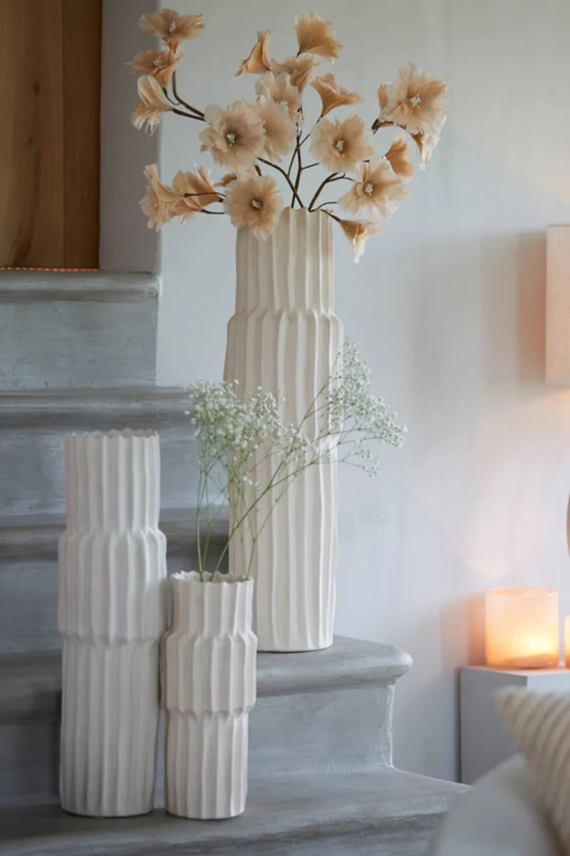 Vase Longa 14,5×36cm Keramik Creme