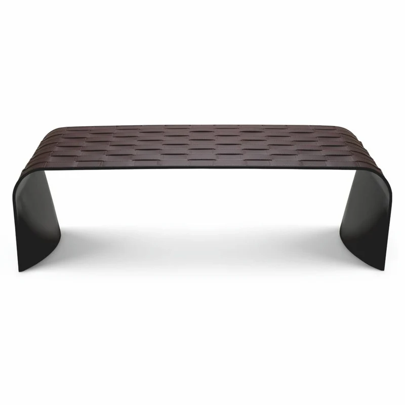 Casa Padrino Luxus Metall Couchtisch mit Kunstleder Dunkelbraun 120,5 cm - Wohnzimmer Möbel - Hotel Möbel - Luxus Möbel