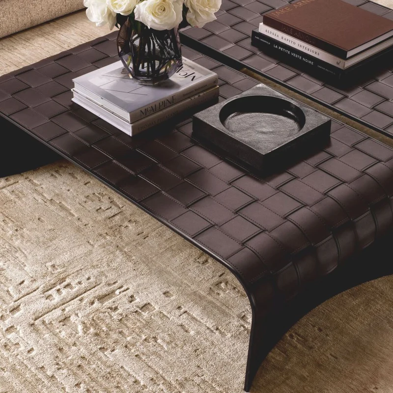 Casa Padrino Luxus Metall Couchtisch mit Kunstleder Dunkelbraun 120,5 cm - Wohnzimmer Möbel - Hotel Möbel - Luxus Möbel