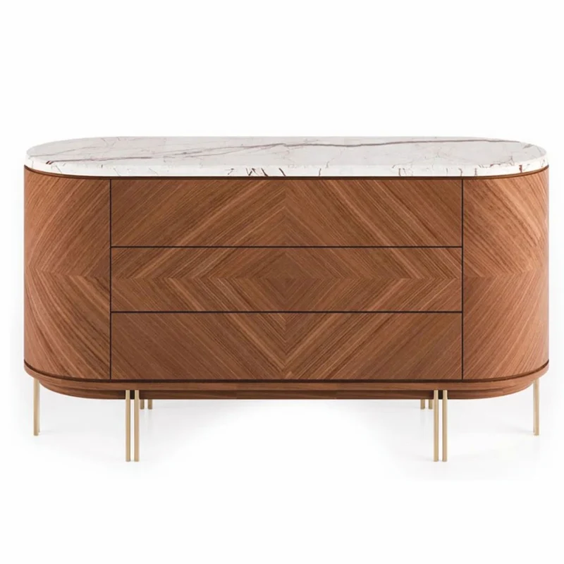 Casa Padrino Luxus Kommode mit 3 Schubladen Braun / Weiß / Messing 155 cm - Luxus Hotel & Schlafzimmer Möbel