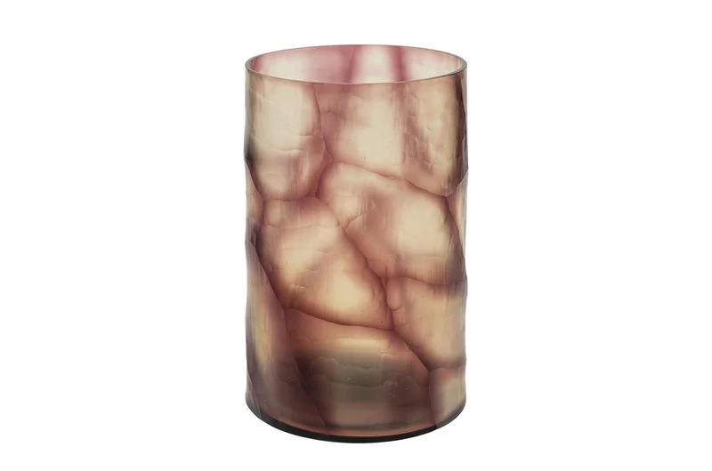 Casa Padrino Luxus Kerzenhalter Lila Ø 17,5 x H. 27,5 cm - Großes Windlicht aus massivem Farbglas in Lila und Klar, auch als Vase verwendbar - Luxus Deko Accessoires