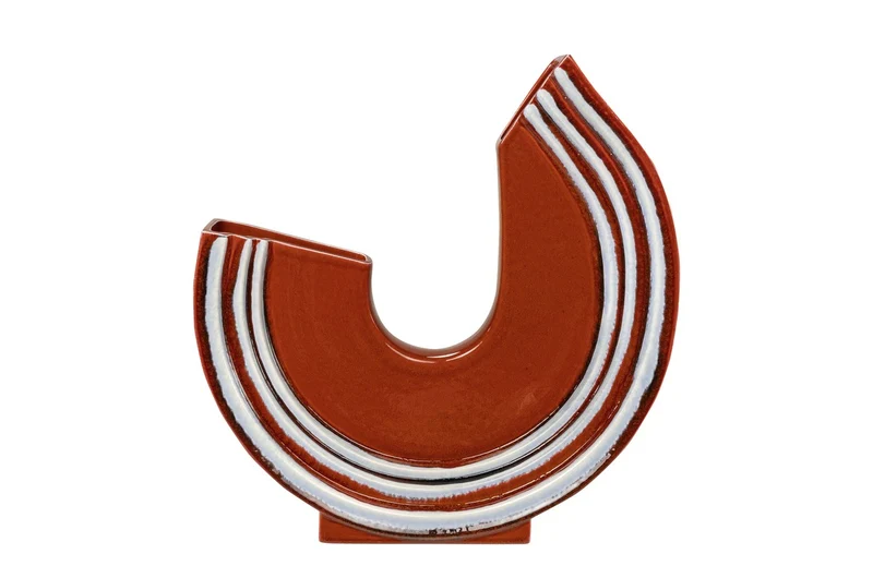 Casa Padrino Luxus Vase 36 x 10 x H. 36,5 cm - Elegante flache Deko Vase Margot aus feinem Steingut - Luxus Deko Accessoires
