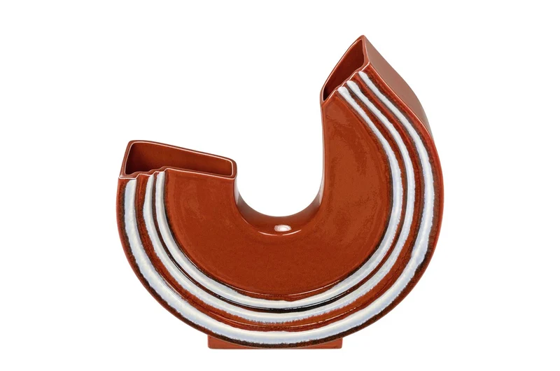Casa Padrino Luxus Vase 36 x 10 x H. 36,5 cm - Elegante flache Deko Vase Margot aus feinem Steingut - Luxus Deko Accessoires