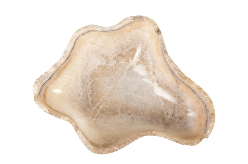 Casa Padrino Luxus Schale 38 x 47 x H. 13,5 cm - Große Deko Schale aus hochwertigem Onyx - Luxus Deko Accessoires