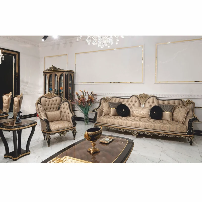 Casa Padrino Luxus Barock Sessel Gold / Schwarz / Gold - Barock Wohnzimmer & Hotel Sessel - Prunkvolle Barock Möbel
