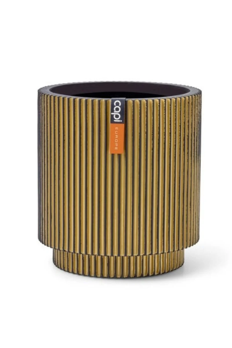 Capi Blumentopf Groove Cylinder 19x21 Schwarz/Gold