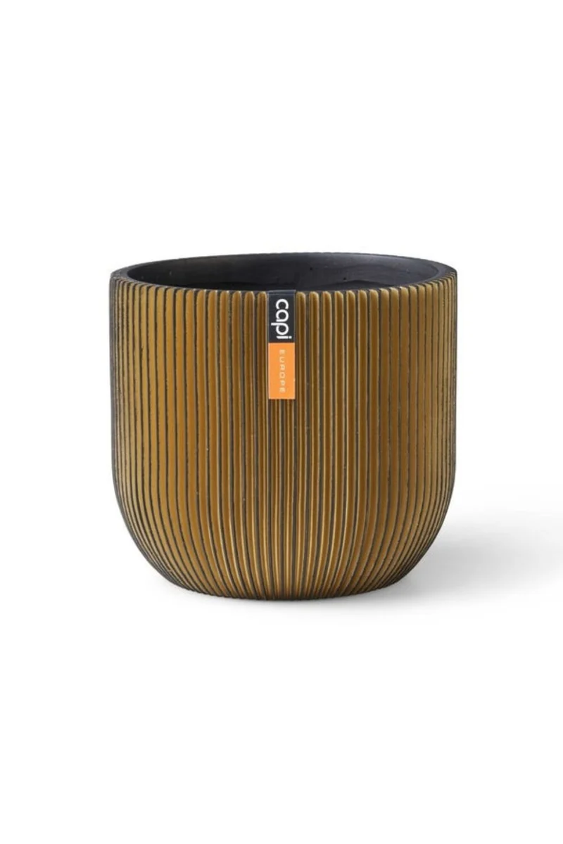 Capi Blumentopf Groove Kugel 17x15 Schwarz/Gold
