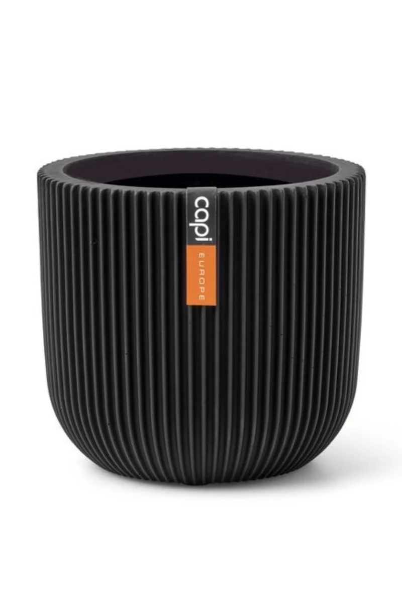 Capi Blumentopf Groove Kugel 24x21 Schwarz