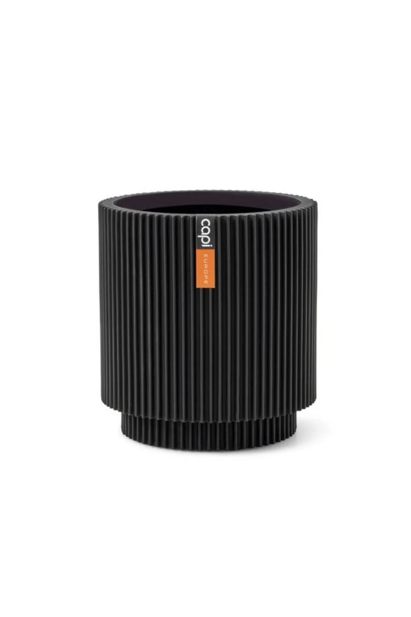 Capi Blumentopf Groove Cylinder 15x17 Schwarz
