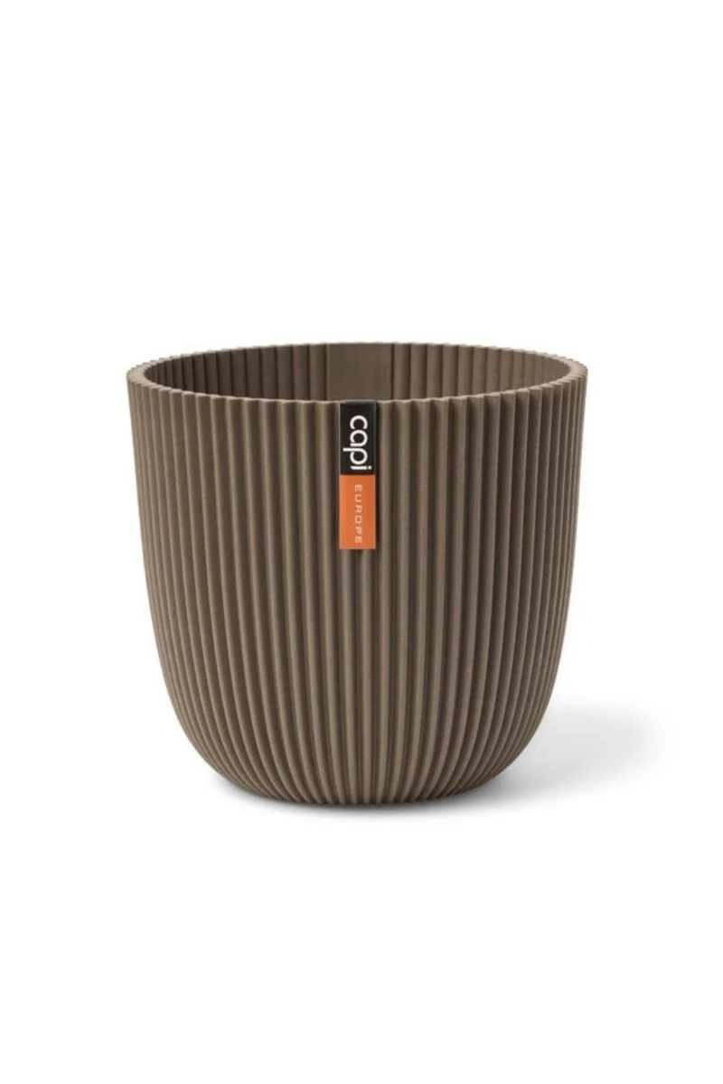 Capi Blumentopf Groove Kugel 16,5x15 Warm Taupe