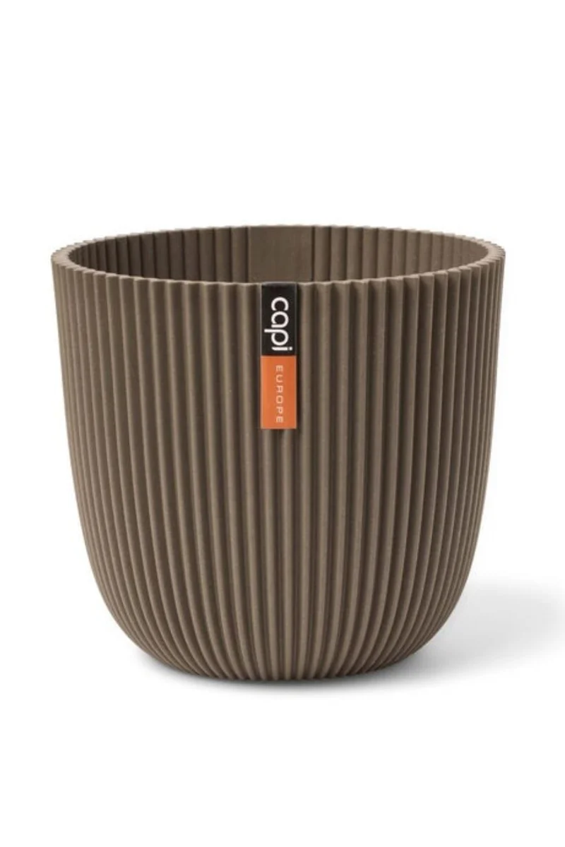 Capi Blumentopf Groove Kugel 21,5x20 Warm Taupe