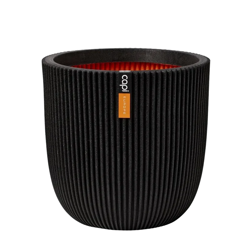Blumentopf Kugel Groove schwarz | 43x41 cm