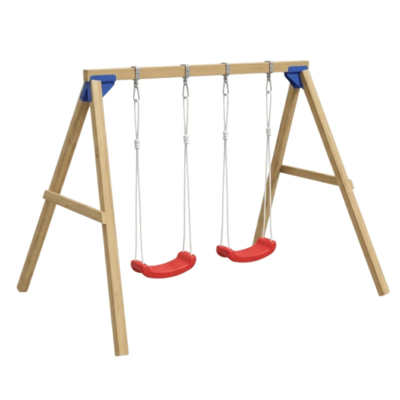 Doppelkantholzschaukel mit 2 roten Schaukelbrettern