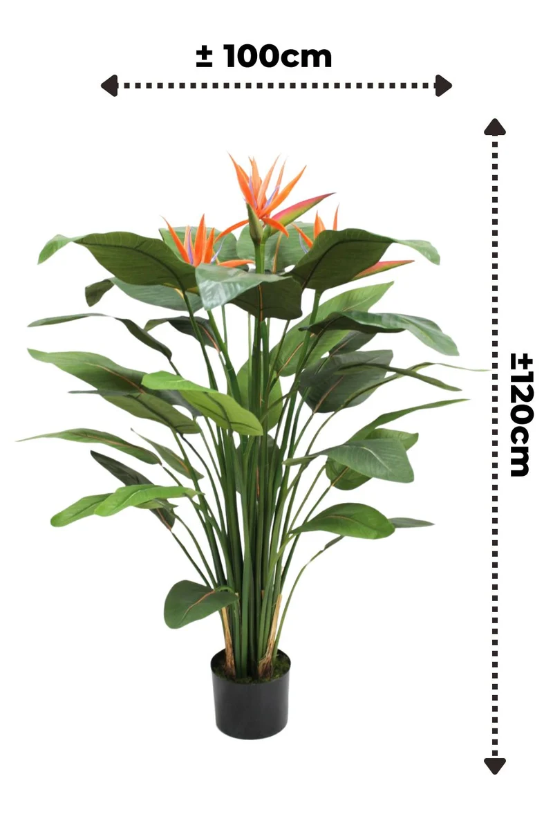 Strelitzie Kunstpflanze mit Blume 120cm