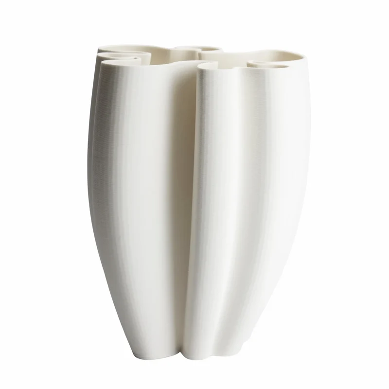 ISAA Vase Zanclus – 3D-Druck Vase weiß groß, organische Wellenform, 23x30 cm