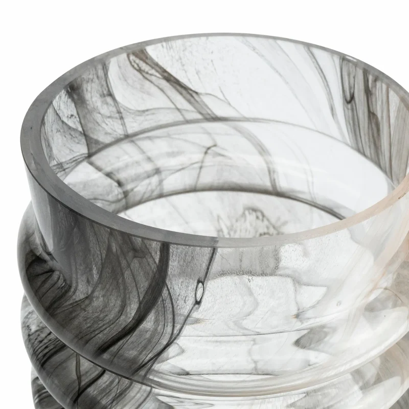 ISAA Vase Fiprion – Mundgeblasene Glasvase braun geriffelt, 17,4x30 cm