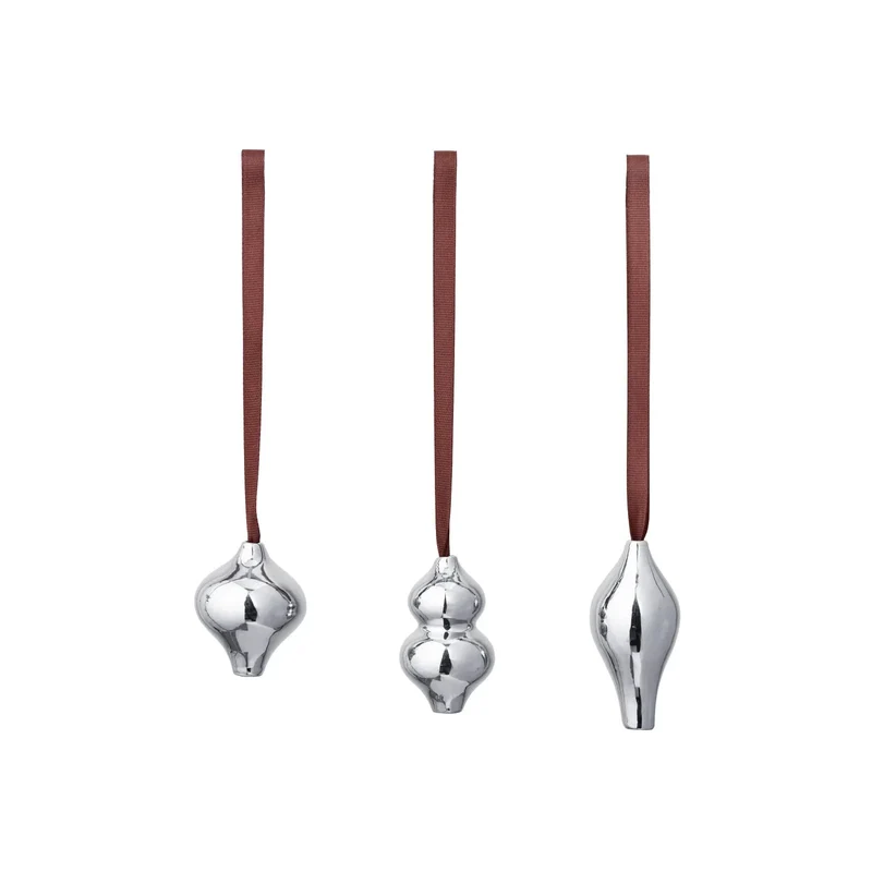 Komo Christbaumschmuck Silber Porzellan 3er-Set - ferm LIVING