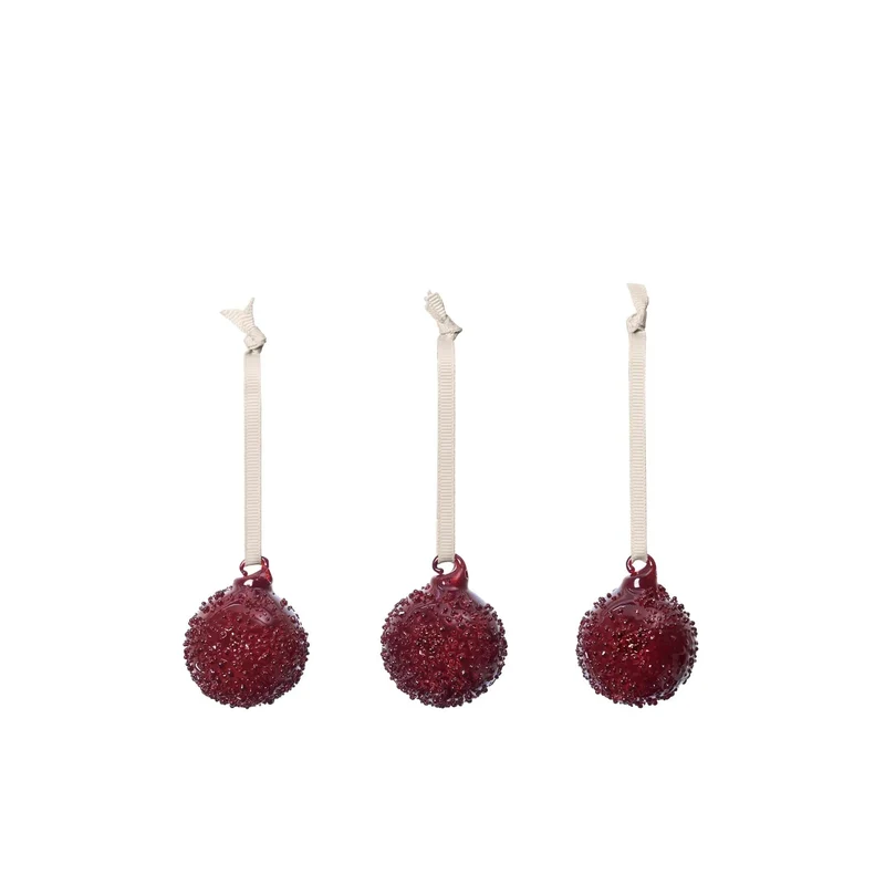 Flurry Christbaumkugeln aus Glas 3er-Set Rot & Weiß - ferm LIVING