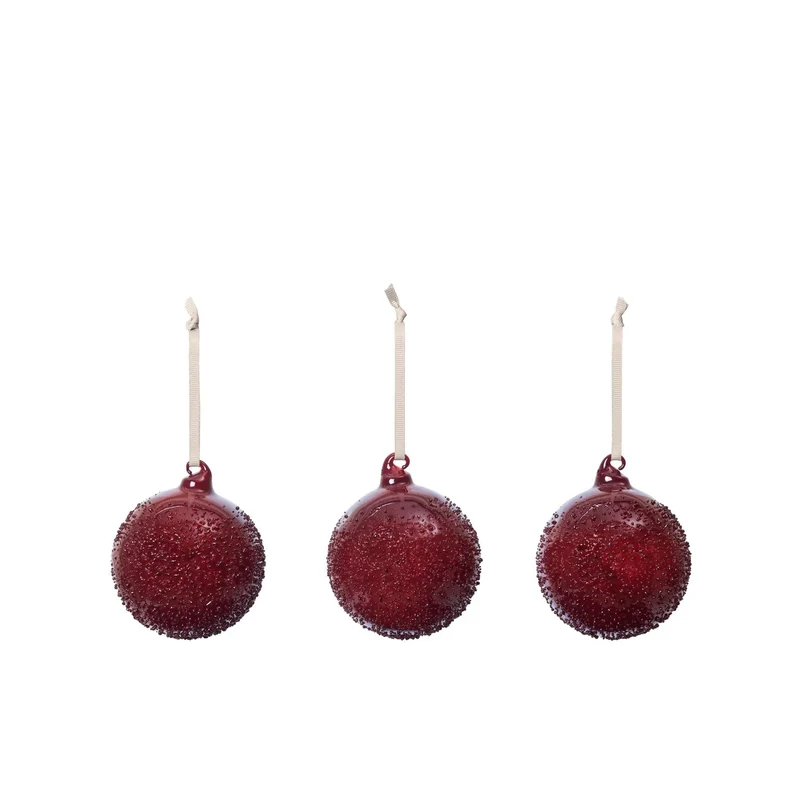 Flurry Christbaumkugeln aus Glas 3er-Set Rot & Weiß - ferm LIVING