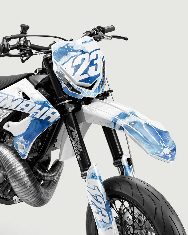 TSUMIX - Kit Déco Supermotard Semi-Personnalisable - Bleu