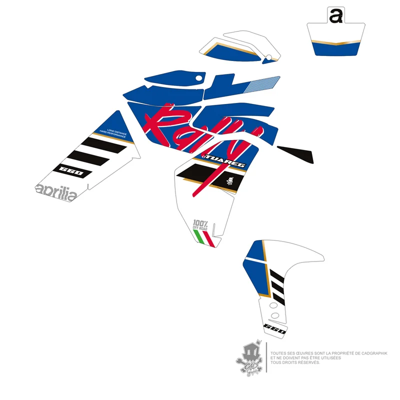 APRILIA KIT DÉCO - TUAREG 660 BLEU RALLY - ONLY 50