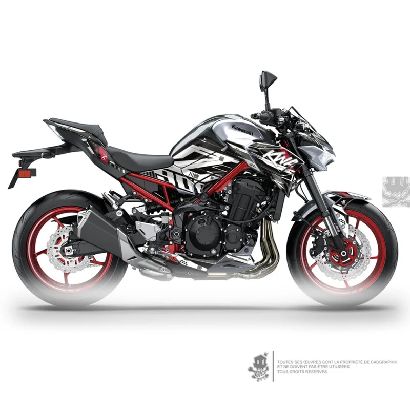 KAWASAKI KIT DÉCO MÉTALLISÉ - Z900 RED TECK 01 - ONLY X
