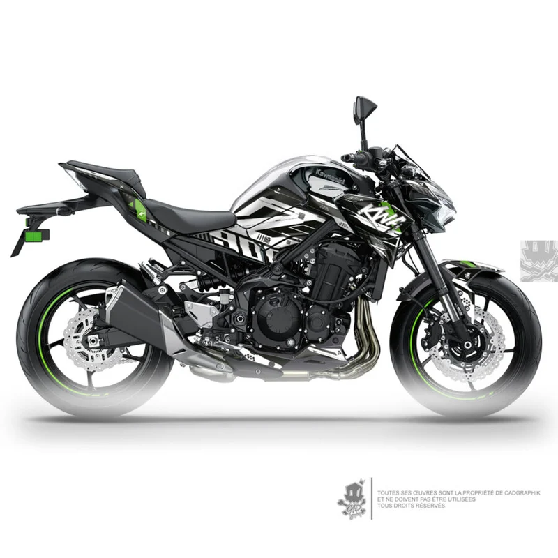 KAWASAKI KIT DÉCO MÉTALLISÉ - Z900 ACIDE GREEN TECK 01 - ONLY X