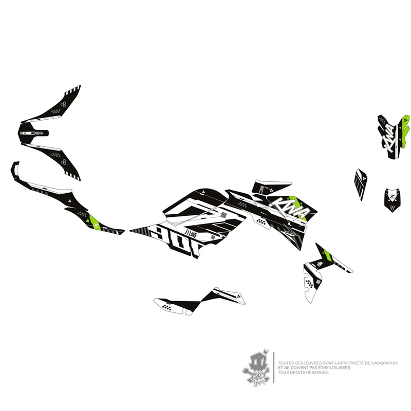 KAWASAKI KIT DÉCO MÉTALLISÉ - Z900 ACIDE GREEN TECK 01 - ONLY X