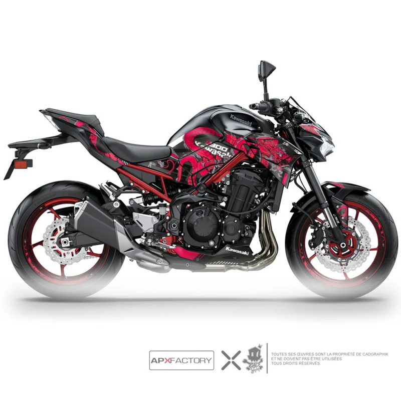 KAWASAKI KIT DÉCO MÉTALLISÉ - Z900 RED DRAGON - ONLY X