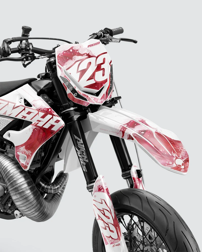 TSUMIX - Kit Déco Supermotard Semi-Personnalisable - Rouge