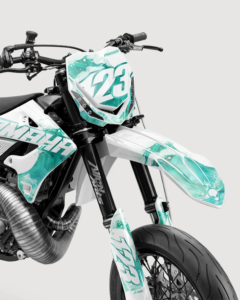 TSUMIX - Kit Déco Supermotard Semi-Personnalisable - Turquoise