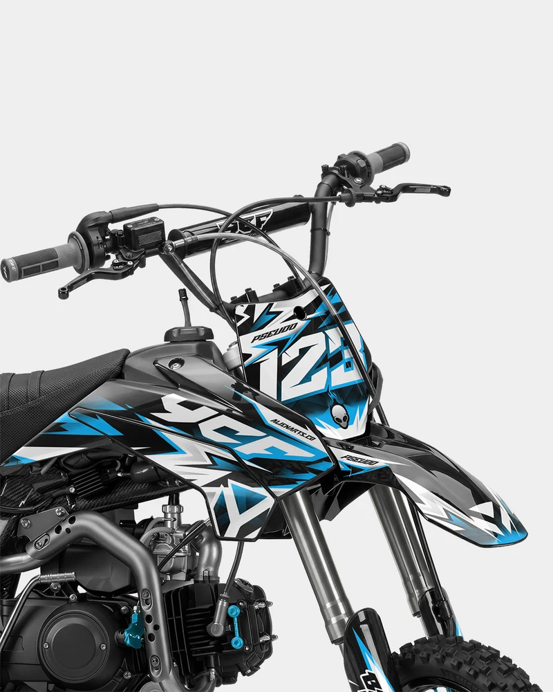 CRYNEX - Kit Déco Dirt Bike Semi-Personnalisable - Bleu