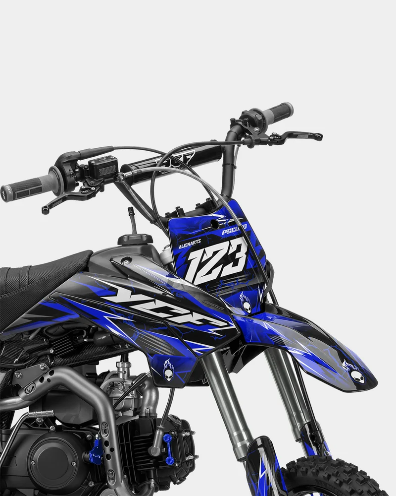 GRUDGE - Kit Déco Dirt Bike Semi-Personnalisable - Bleu foncé