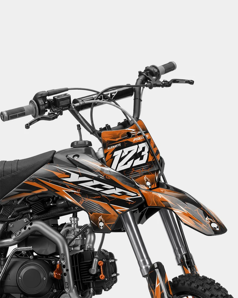 GRUDGE - Kit Déco Dirt Bike Semi-Personnalisable - Orange