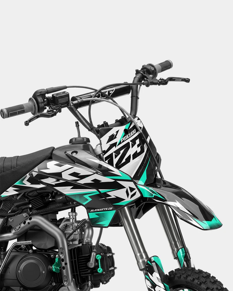 TOHARI - Kit Déco Dirt Bike Semi-Personnalisable - Turquoise