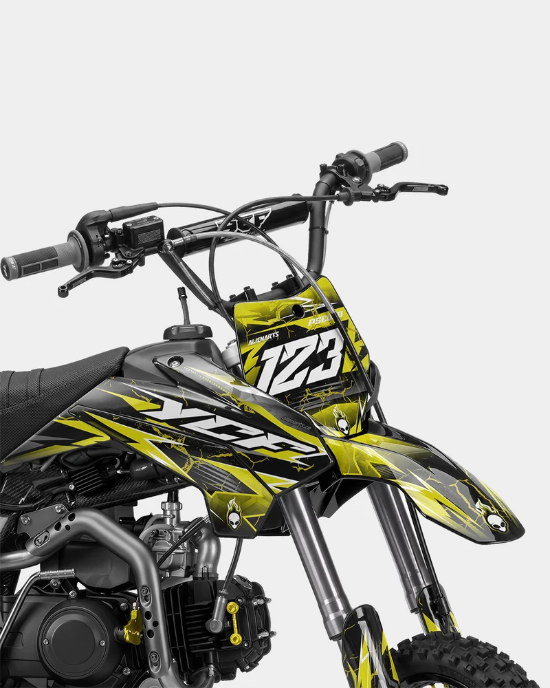 GRUDGE - Kit Déco Dirt Bike Semi-Personnalisable - Jaune