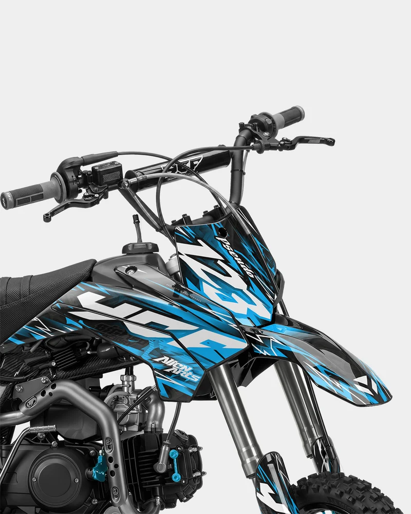 KULOT - Kit Déco Dirt Bike Semi-Personnalisable - Bleu