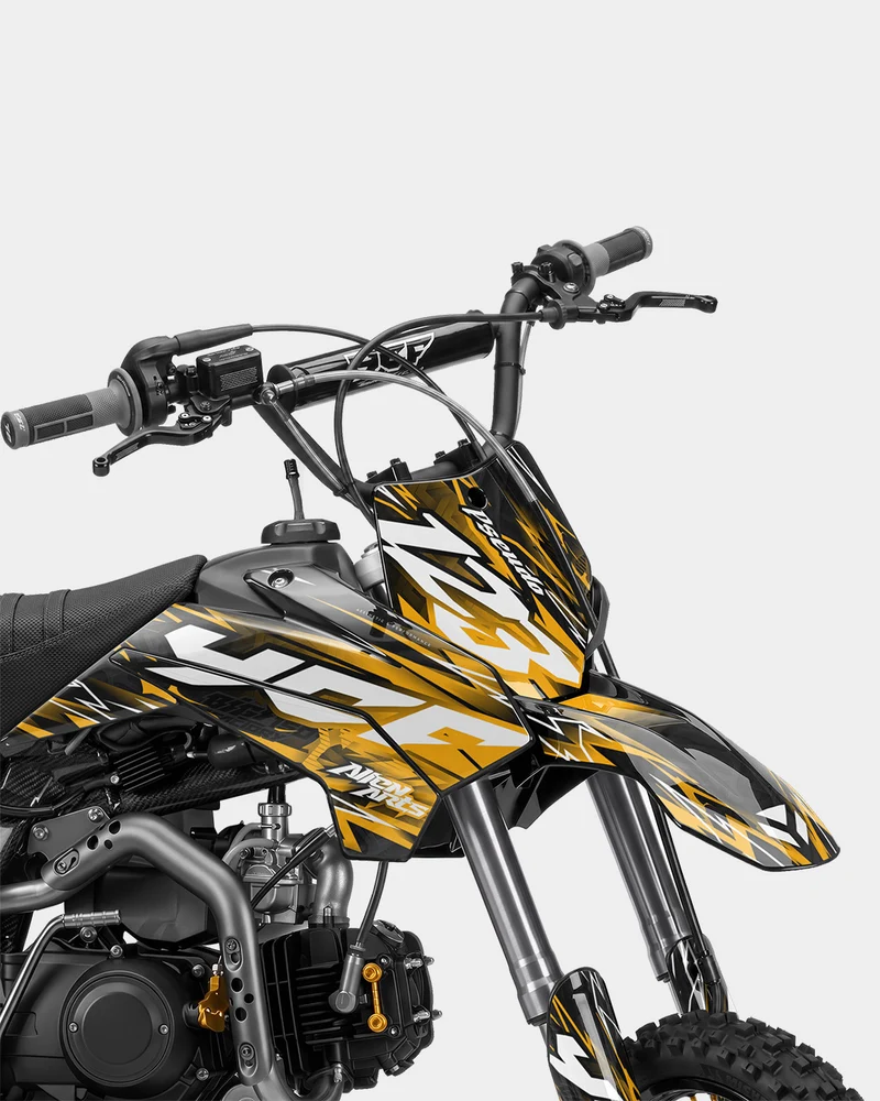 KULOT - Kit Déco Dirt Bike Semi-Personnalisable - Jaune foncé