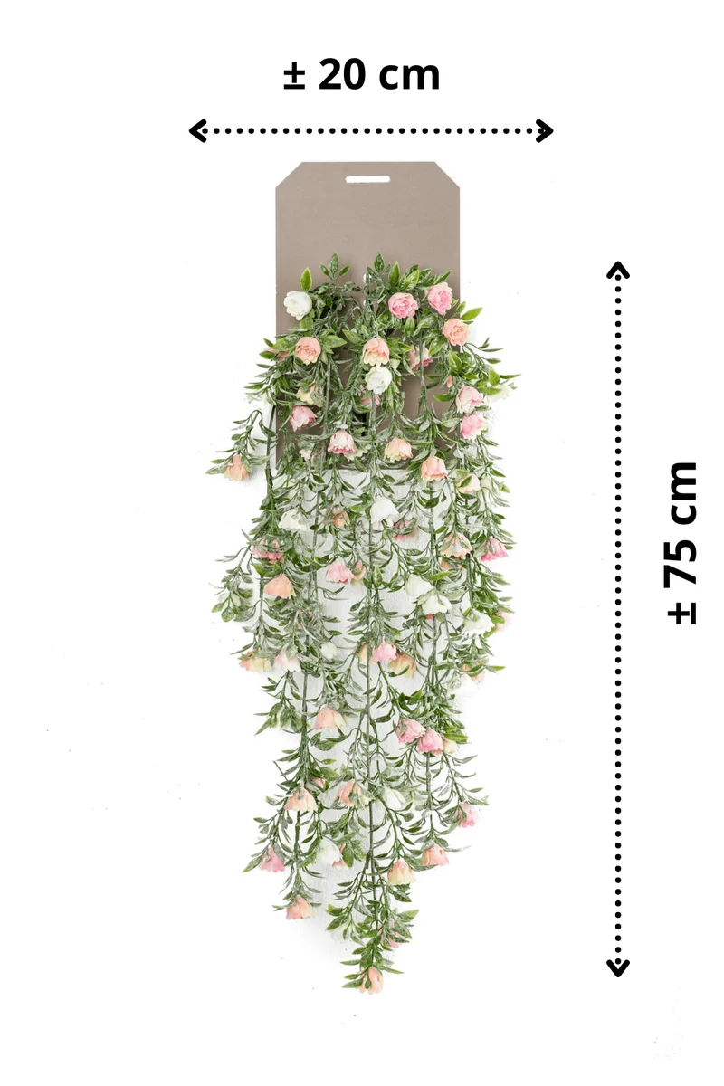 Rosen künstliche Hängepflanze Creme/Rosa 75cm