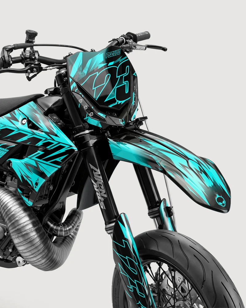 PULSAR - Kit Déco Supermotard Semi-Personnalisable - Turquoise