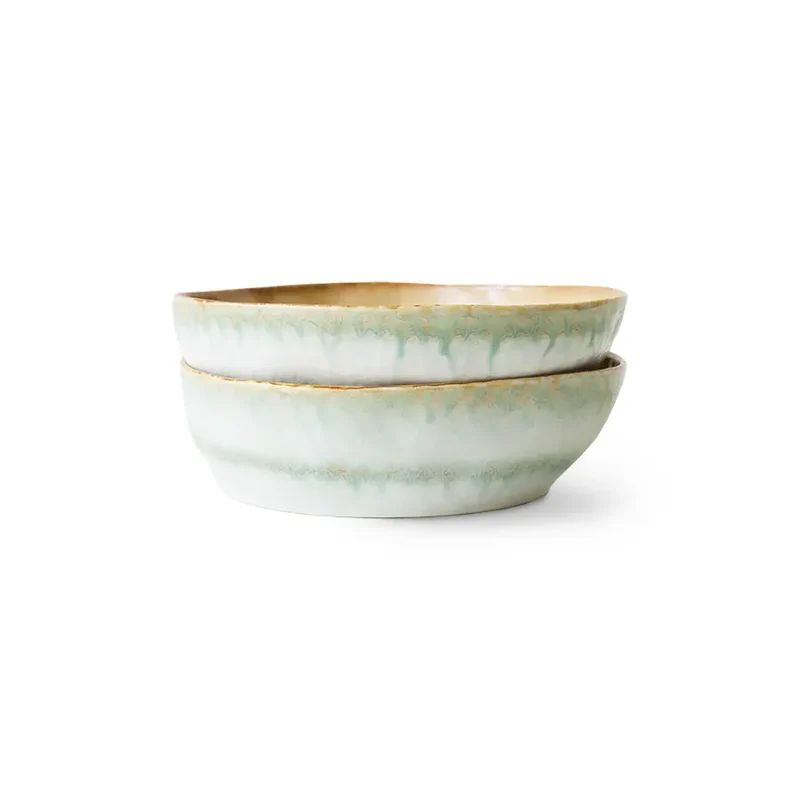 HKliving Pastateller tief – 2er Set Pasta Bowl aus Keramik, 4 Dekore