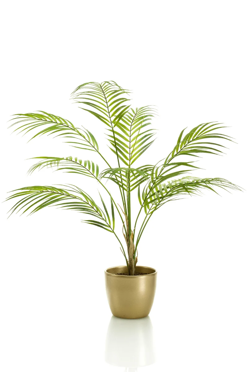 Palme Chamaedorea Kunstpflanze im goldenen Topf 85cm