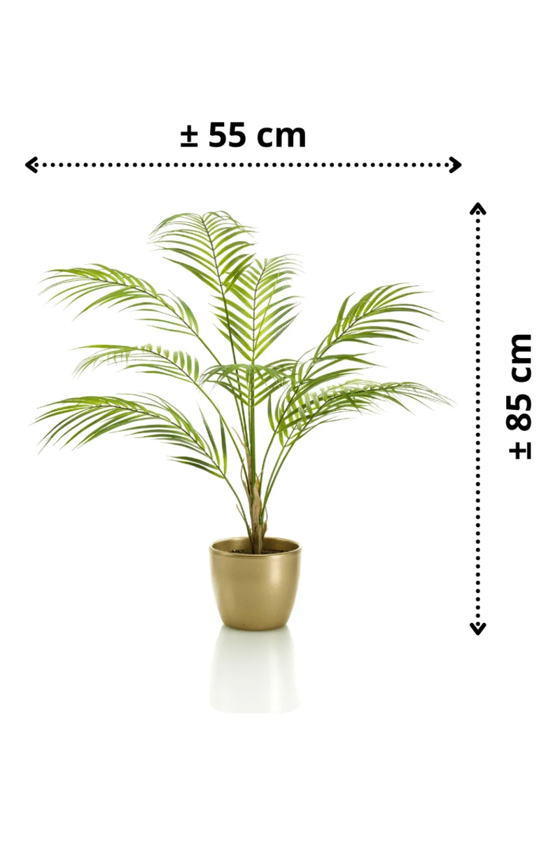 Palme Chamaedorea Kunstpflanze im goldenen Topf 85cm