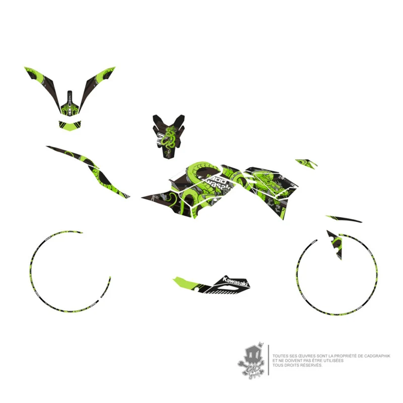 KAWASAKI KIT DÉCO MÉTALLISÉ- Z900 DRAGON - ONLY X