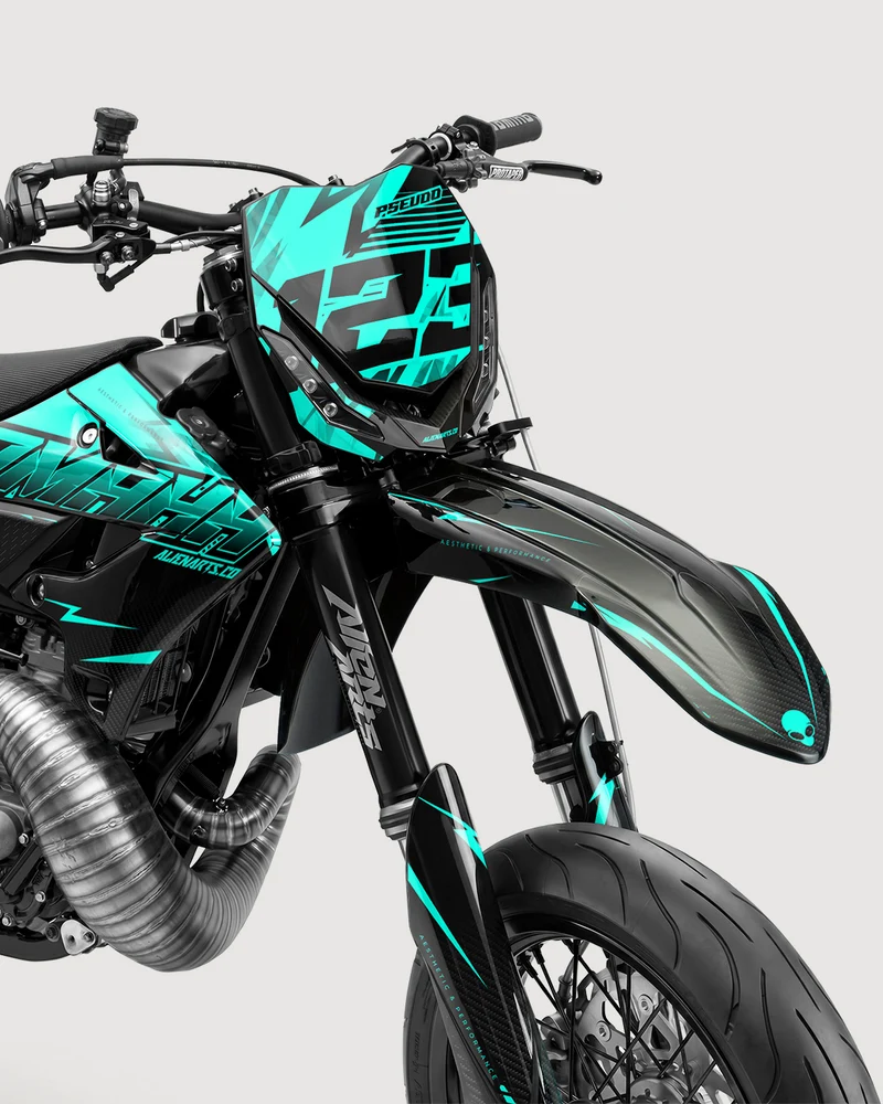 CARBX - Kit Déco Supermotard Semi-Personnalisable - Turquoise