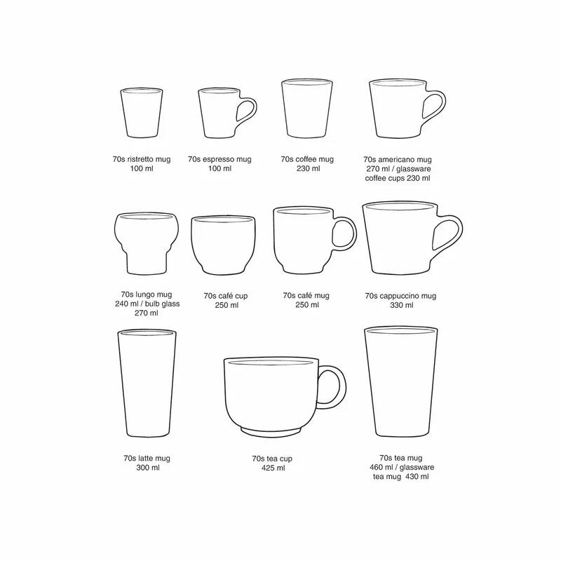 HKliving 70s Ceramics Cappuccino Becher Solid – 4er Set Stoneware