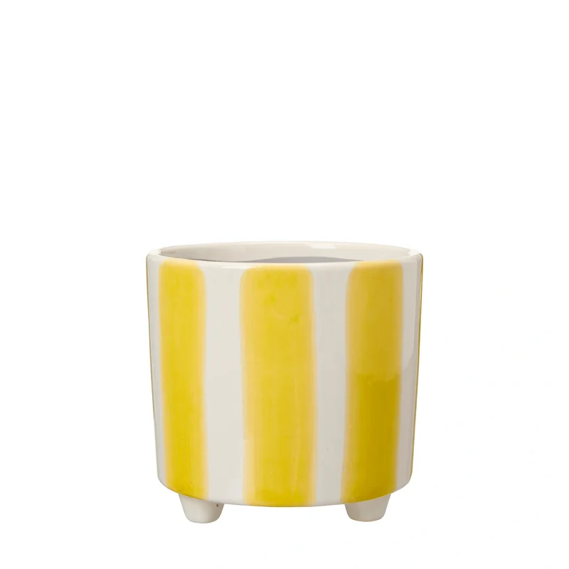 Wikholmform Rosa Übertopf – Weiß/Gelb Gestreift mit Füßen