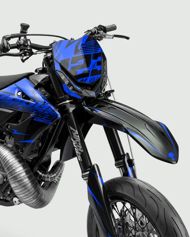 CARBX - Kit Déco Supermotard Semi-Personnalisable - Bleu