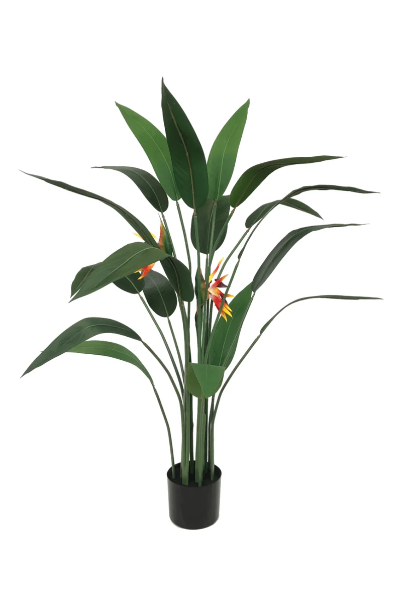 Strelitzie Kunstpflanze mit Blume 110cm