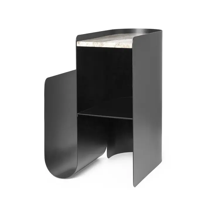 Vault Beistelltisch ferm LIVING | Marmor in Beige & Schwarz